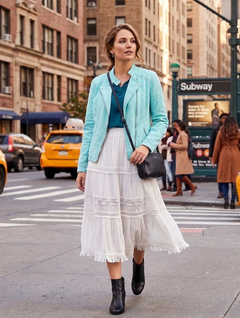 Chico's Relaxed Moto Jacket - M | Blue Boho Moto Style